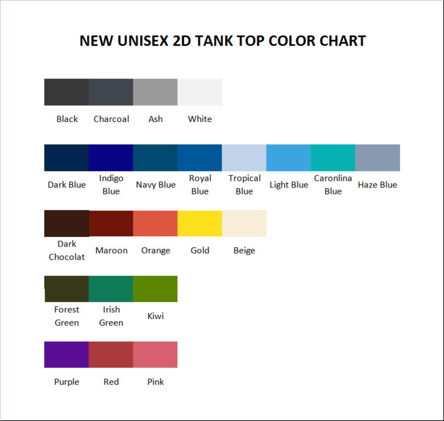 tank top color chart - One Piece DE Store