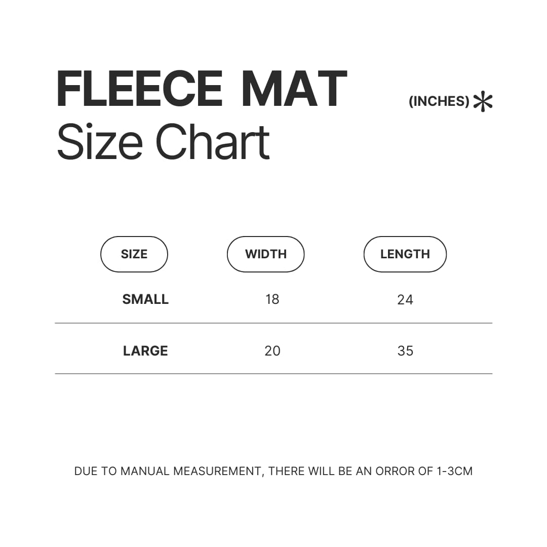Fleece Mat Size Chart - One Piece DE Store