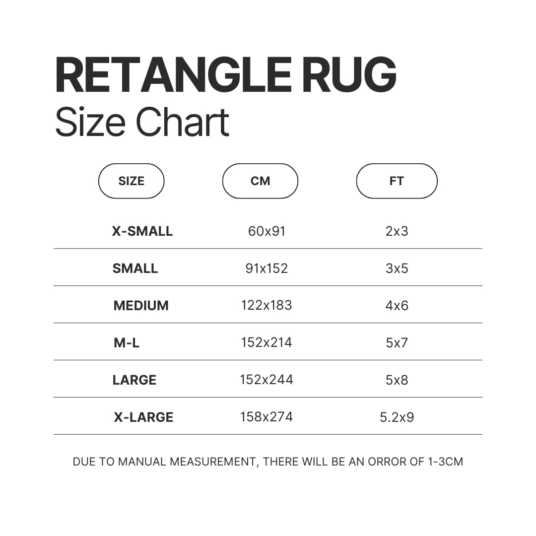 Retangle Rug Size Chart - One Piece DE Store