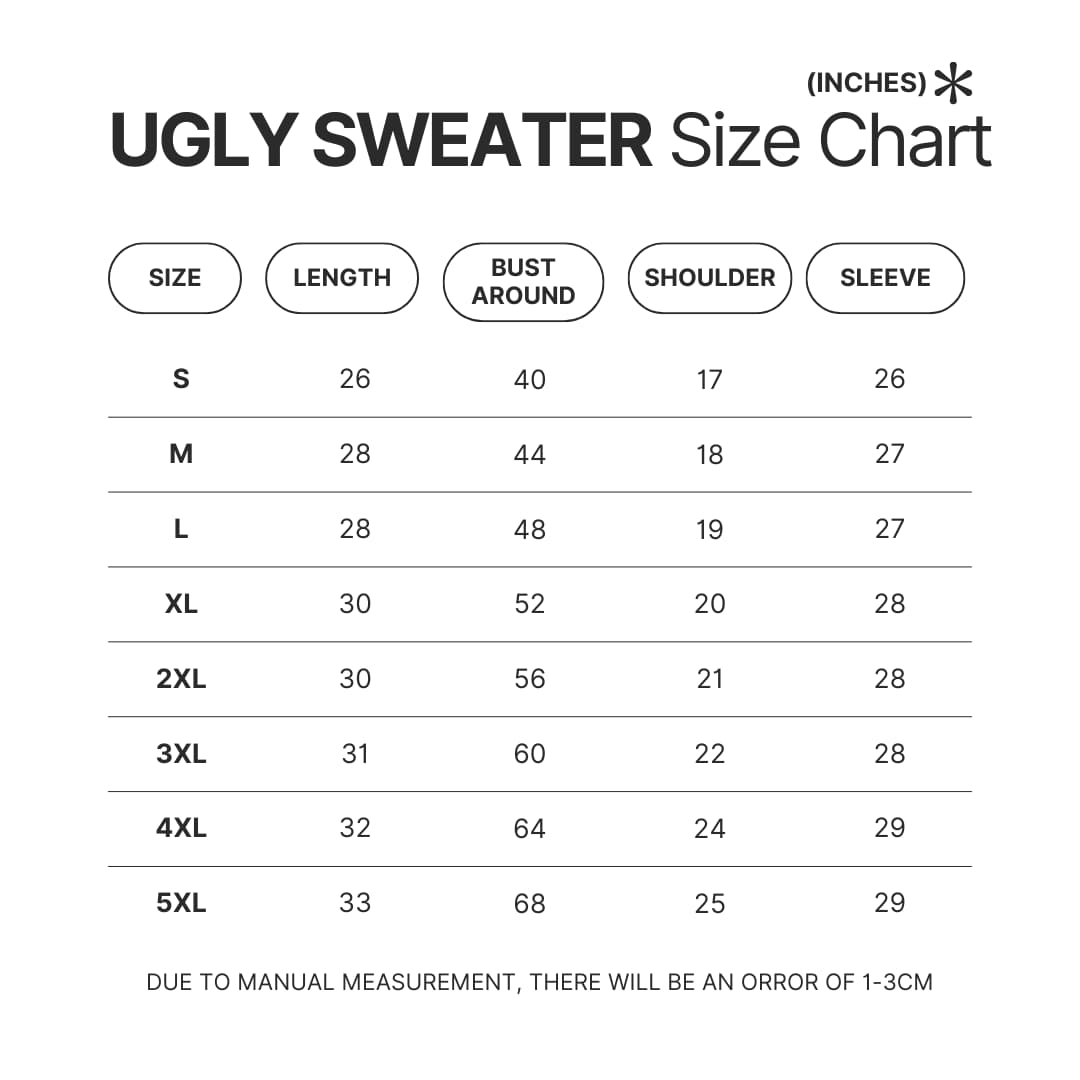 Ugly Sweater Size Chart - One Piece DE Store