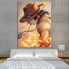 One Piece Ace Burning Flame Orange Portrait 1pc Canvas Print 1 - One Piece DE Store