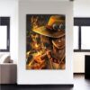 One Piece Blazing Fire Fist Ace Pirate Yellow 1pc Wall Art 2 - One Piece DE Store