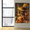 One Piece Blazing Fire Fist Ace Pirate Yellow 1pc Wall Art 3 - One Piece DE Store