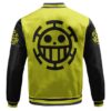 One Piece Heart Pirates Symbol Yellow Black Varsity Jacket Back - One Piece DE Store