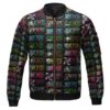 One Piece Straw Hat Pirate Members Logo Pattern Bomber Jacket Front - One Piece DE Store