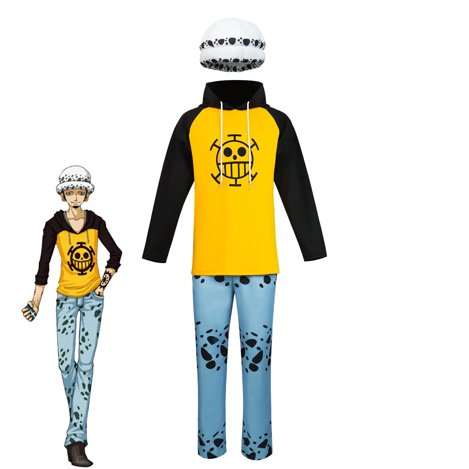 Trafalgar Law Cosplay Hoodie Pants Hat Costume