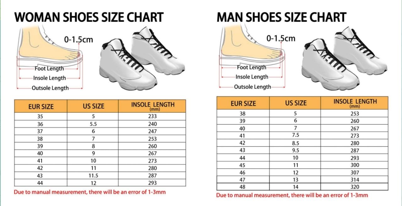 Product size chart