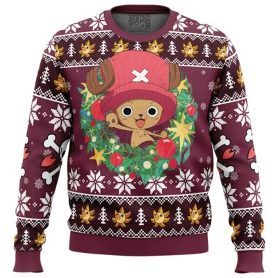 Christmas Tony Tony Chopper One Piece Ugly Christmas Sweater FRONT mockup - One Piece DE Store