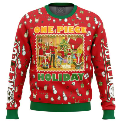 Happy Holidays One Piece men sweatshirt FRONT mockup - One Piece DE Store