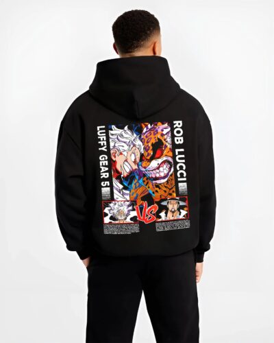 LUFFYG53 B.black hoodie male back view - One Piece DE Store