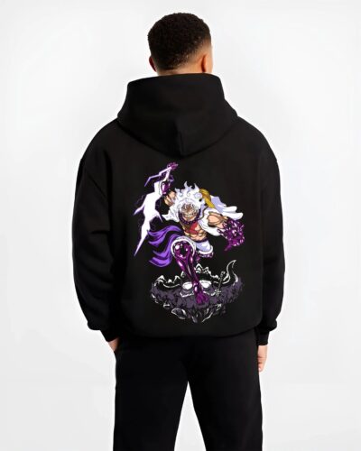LUFGEAR5 B.black hoodie male back view - One Piece DE Store
