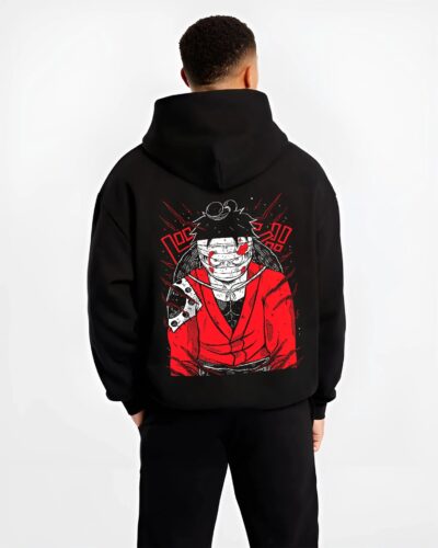 LUFSTRAW B.black hoodie male back view - One Piece DE Store