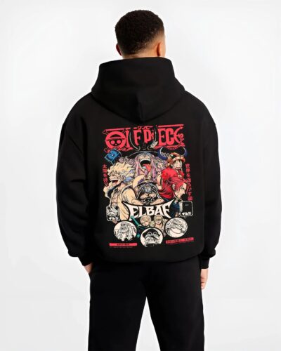 ONEPIECECAST B.black hoodie male back view - One Piece DE Store
