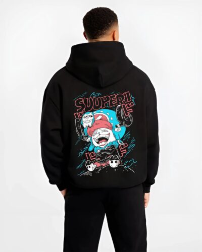 ONEPIECE B.black hoodie male back view - One Piece DE Store