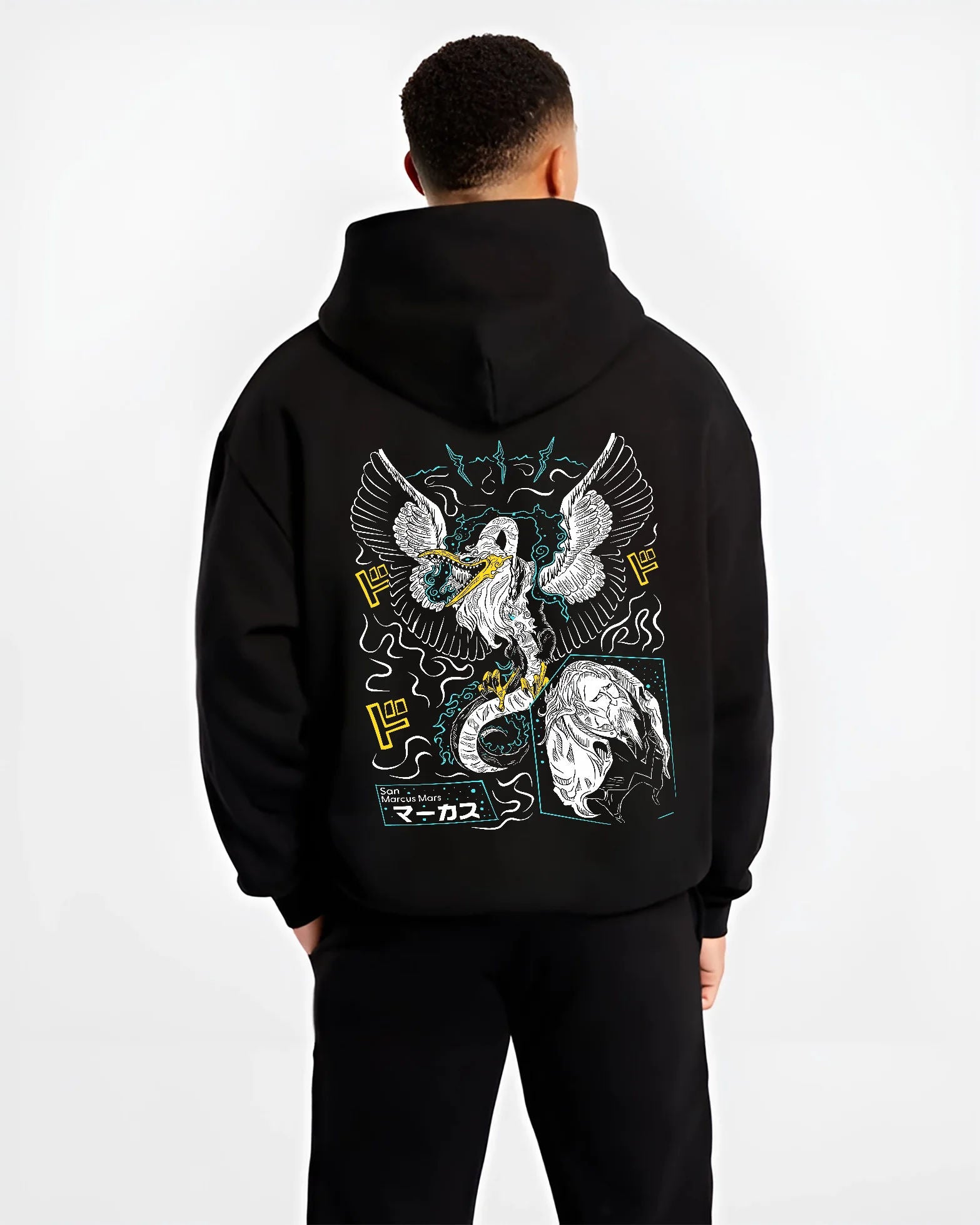 Five Elders and Gorosei Hoodie One Piece Black Back Print - Image 2