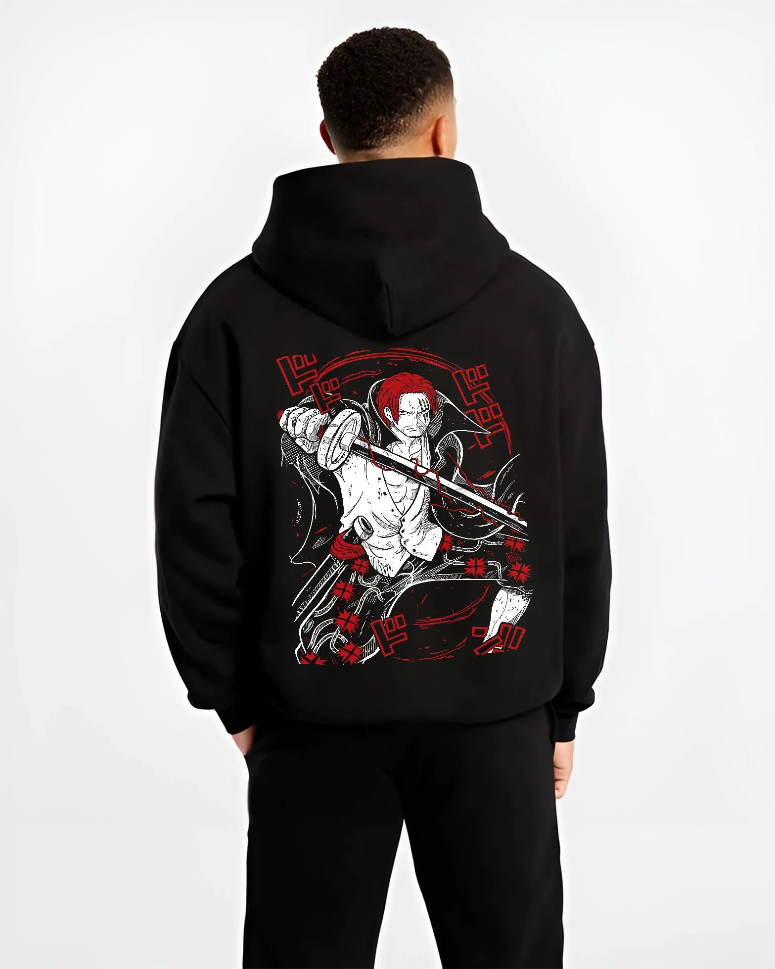 Red-Haired Shanks Hoodie One Piece Sword & Pirate Graphic - Image 2