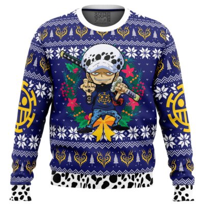Trafalgar Law Christmas OP Ugly Christmas Sweater FRONT mockup 1 - One Piece DE Store