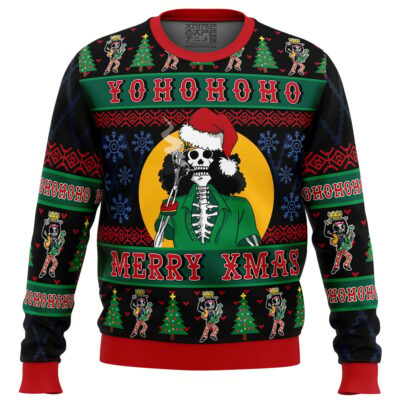 Yohohoho Hippie Trip Brook OP Ugly Christmas Sweater FRONT mockup - One Piece DE Store
